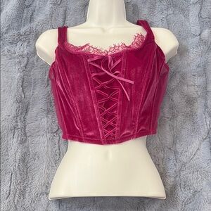 Victoria’s Secret‎ DREAM ANGELS Unlined Lace-Up Velvet Corset Top